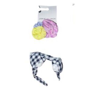 Janie & Jack Girls Hair Accessory Bundle of 2 Plaid Bow Headband and Floral Bere